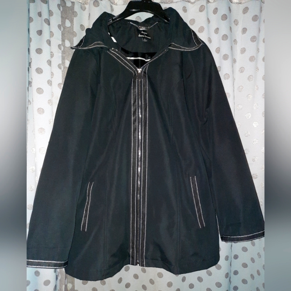 DENNIS by Dennis Basso Hooded Zip Up Coat M